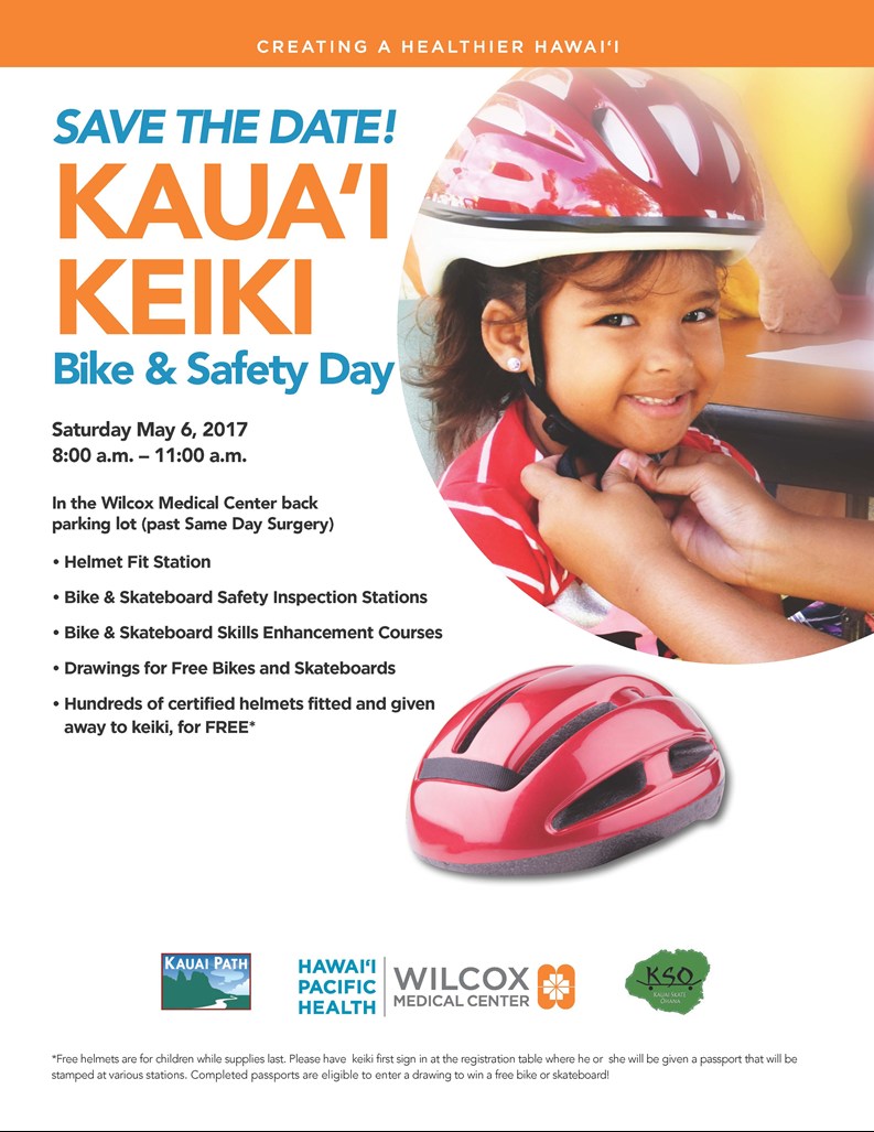 A free safety education event for kids and families. Keiki can have their bikes and skateboards checked, enjoy the bike and skateboard skill enhancement courses and enter to win a free bike or skateboard.