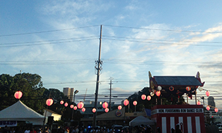 The bon dance tower or yagura is where the dancing takes place. 